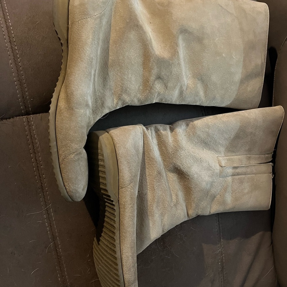 Hush Puppies Taupe Suede Slouch Boots
